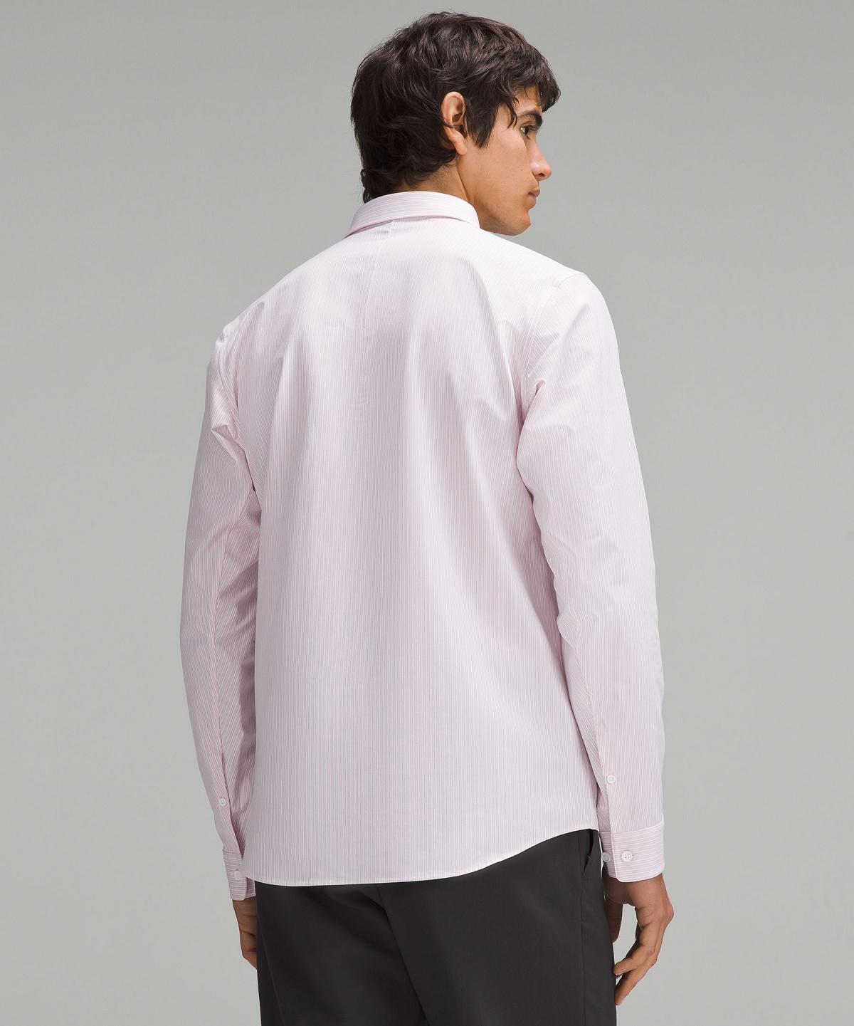 Lululemon New Venture Slim-Fit Long-Sleeve Skjorter Med Knapper Herre Hvite Rosa | NO_LuLu22539