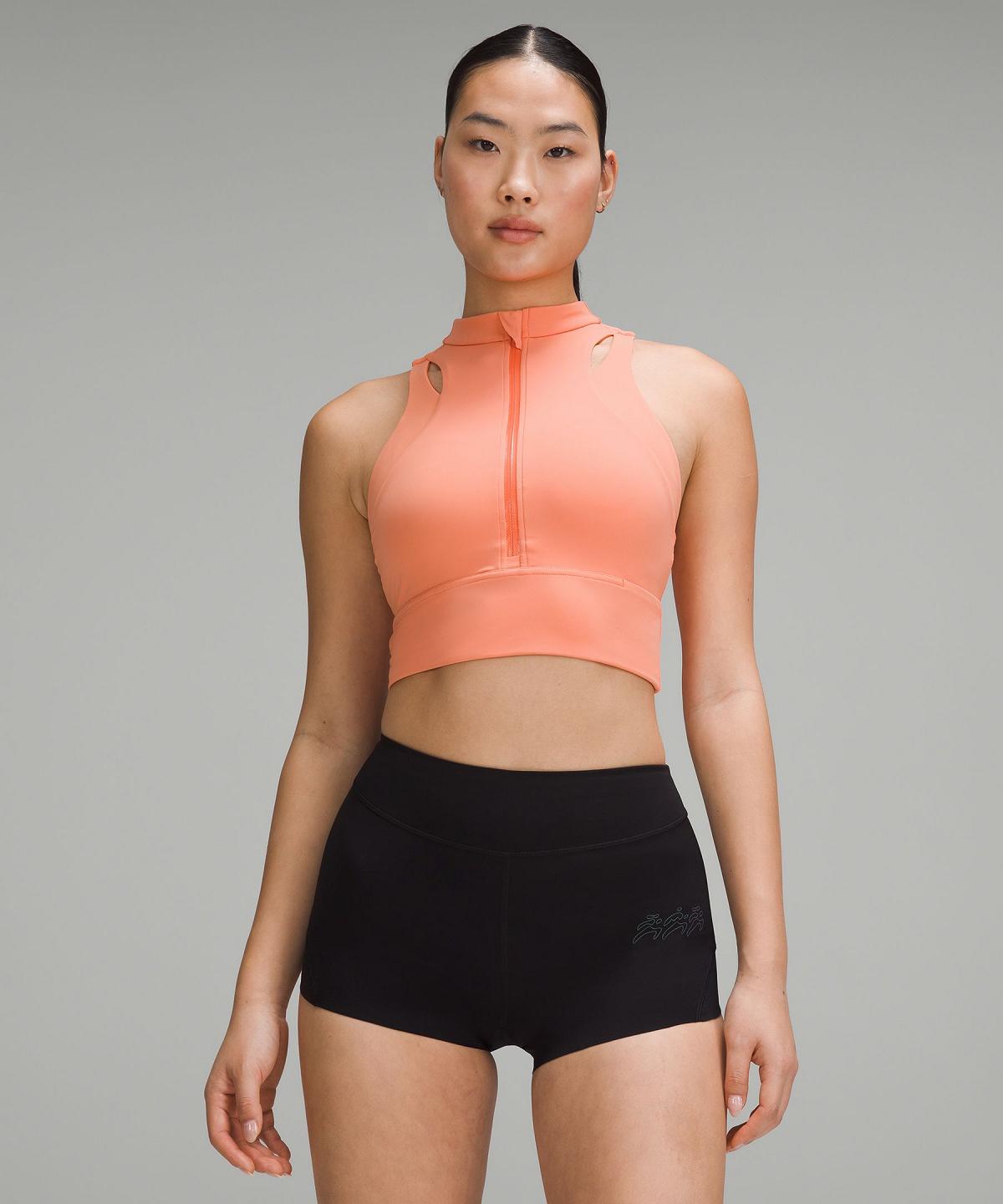 Lululemon Nulux Cropped Half-Zip Track Tank Top Dame Korall | NO_LuLu62346