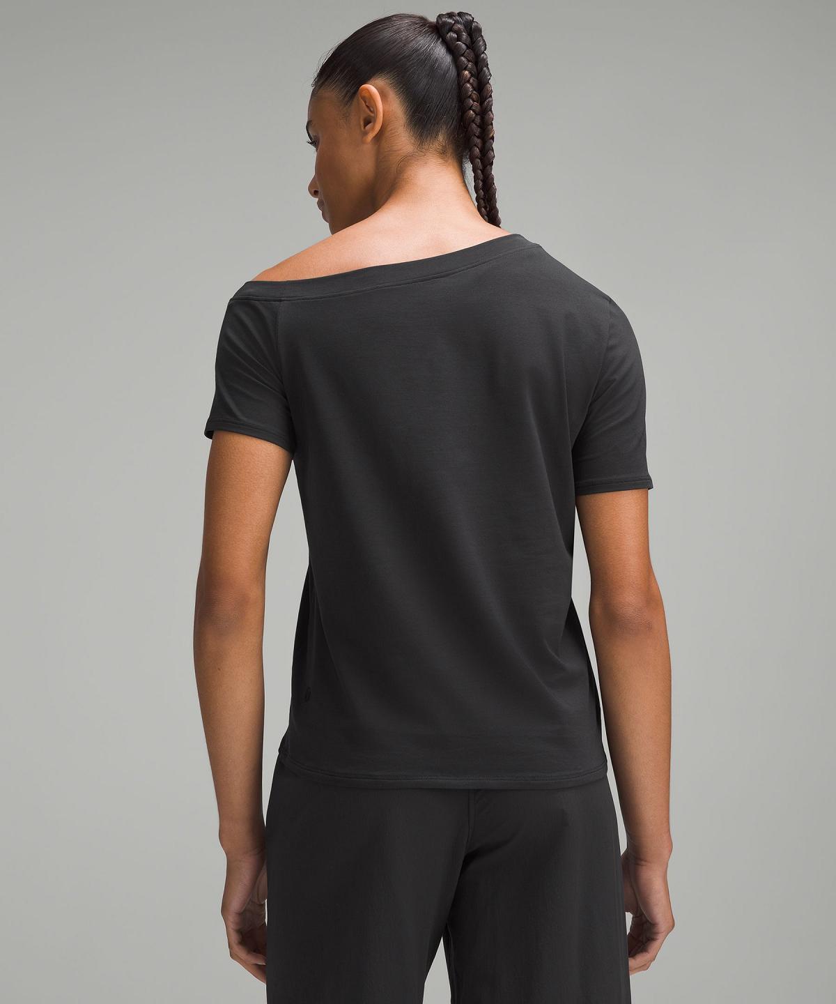 Lululemon Off-The-Shoulder Cotton T-Shirt Skjorte Dame Svarte | NO_LuLu81225