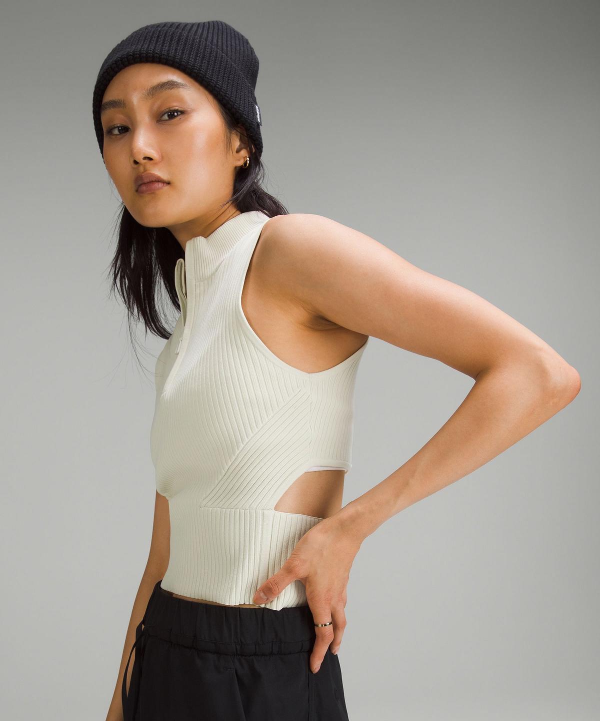 Lululemon Open Back Half-Zip Sweater Tank Top Dame Beige | NO_LuLu27190