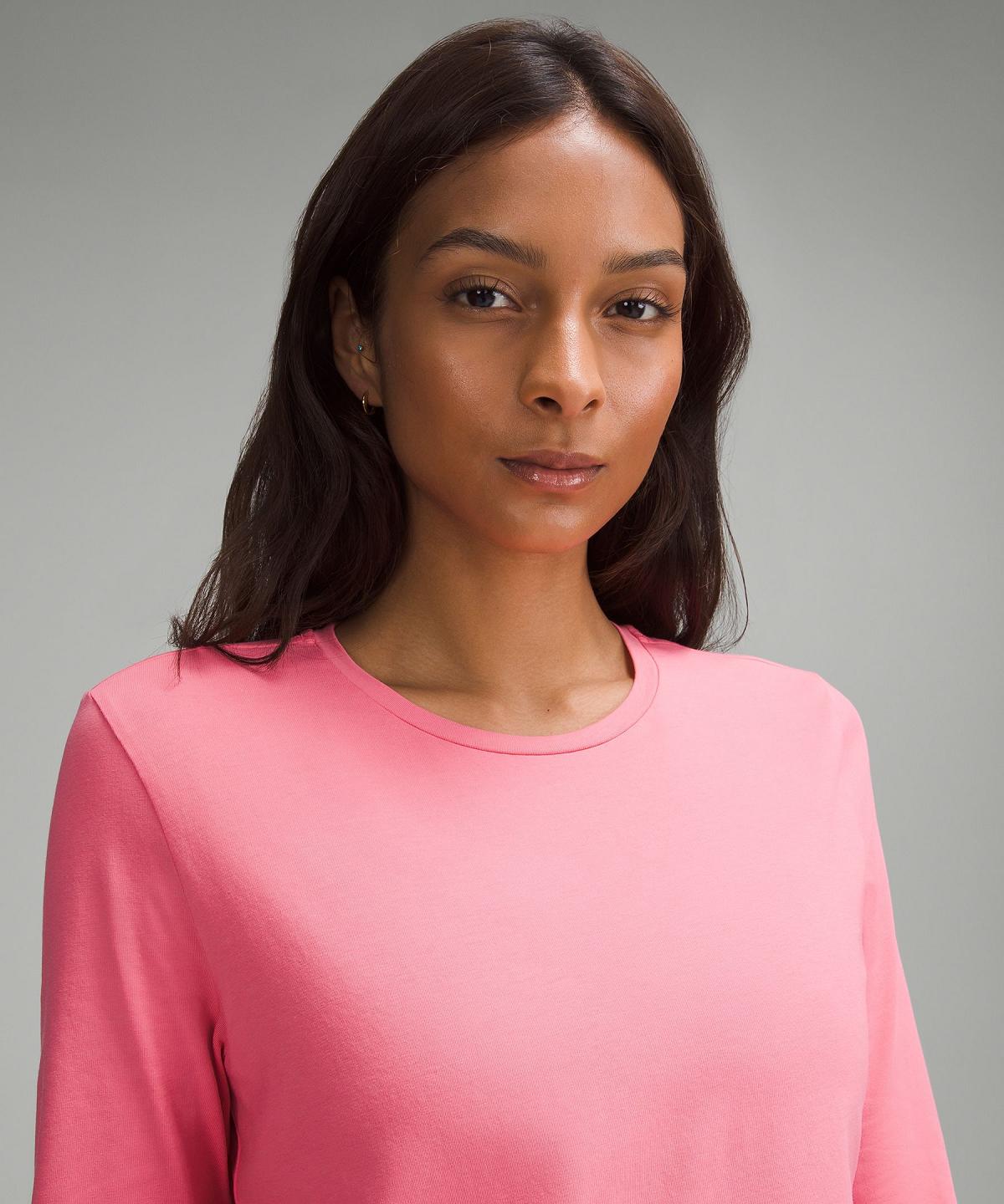 Lululemon Organic Cotton Crewneck Langermet Skjorte Dame Rosa | NO_LuLu63792