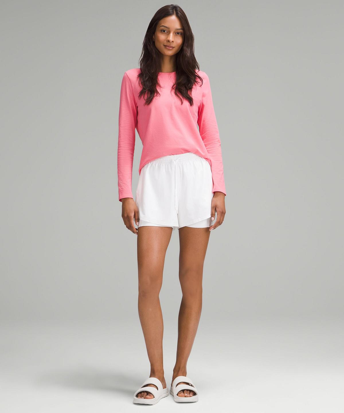 Lululemon Organic Cotton Crewneck Long-Sleeve Skjorte Dame Rosa | NO_LuLu67679