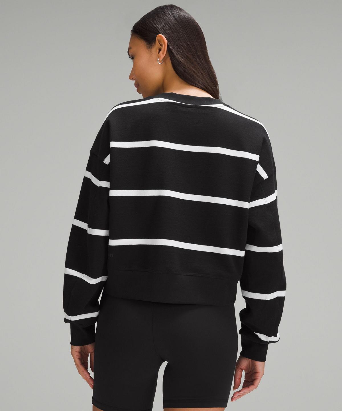 Lululemon Perfectly Oversized Cropped Crew Gensere Og Gensere Dame Svarte Hvite | NO_LuLu26023