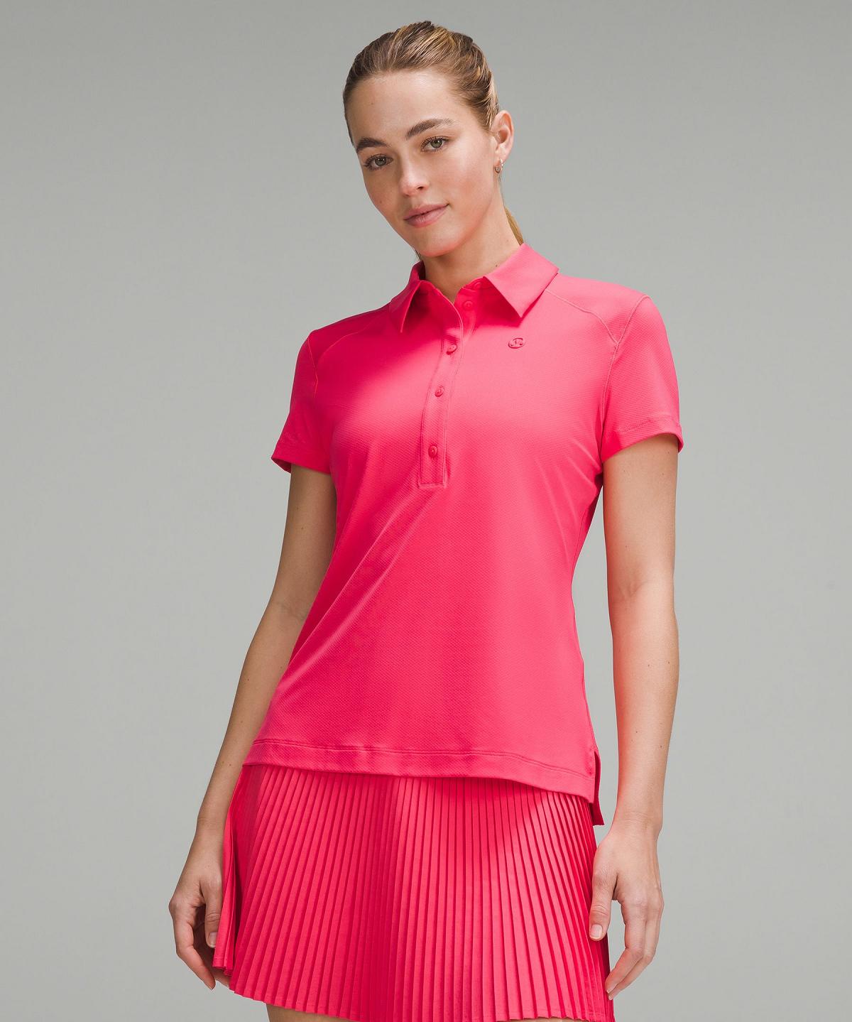 Lululemon Quick-Dry Short-Sleeve Polo T Skjorte Dame Rosa | NO_LuLu67308