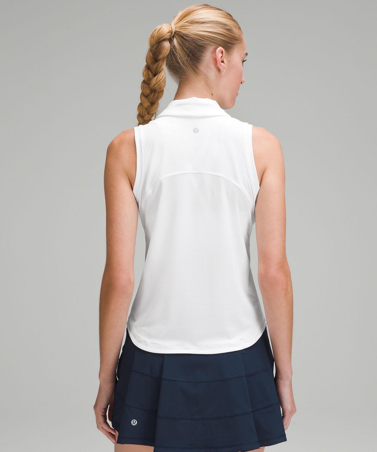 Lululemon Quick Dry Sleeveless Polo T Skjorte Dame Hvite | NO_LuLu72206