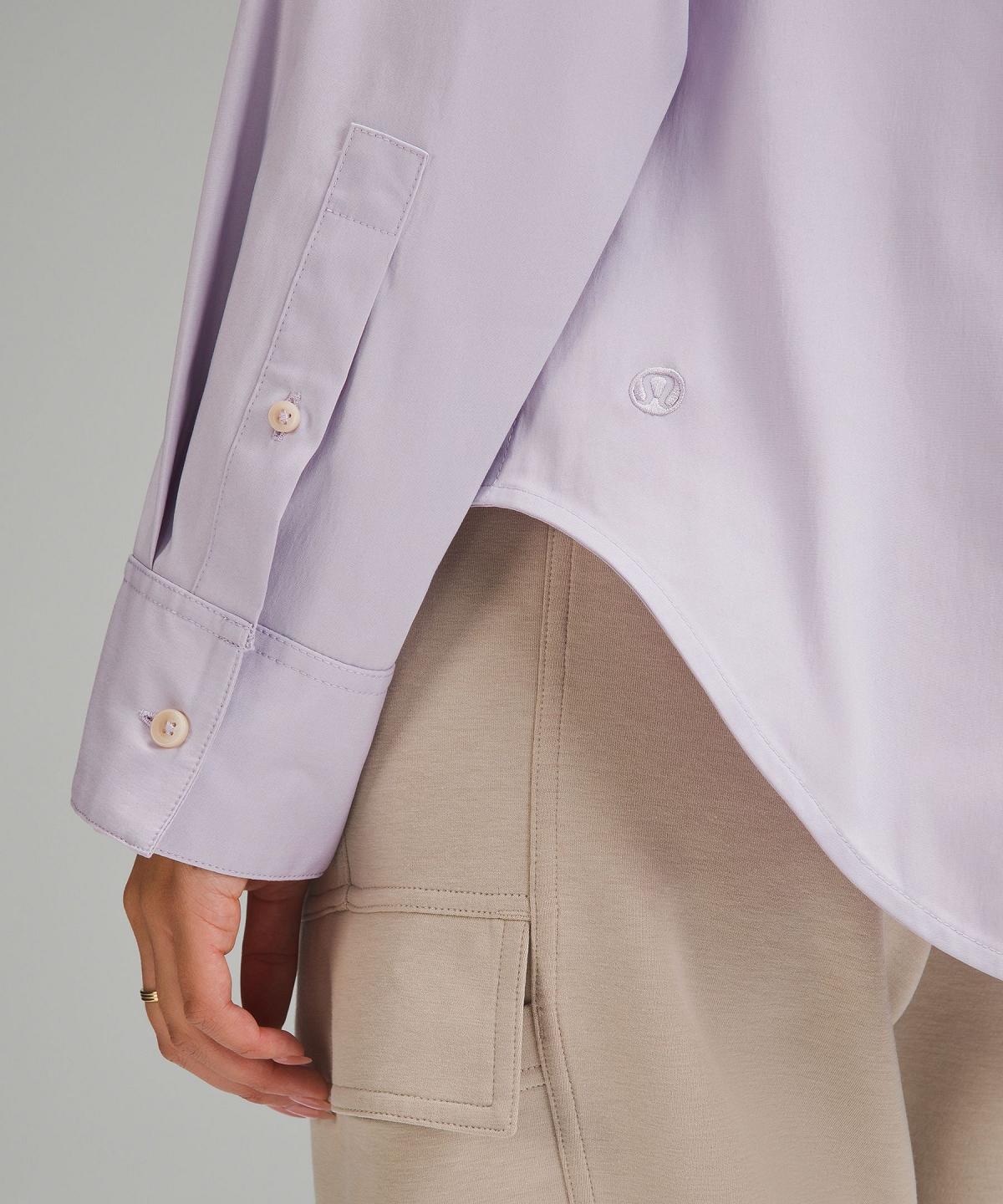 Lululemon Relaxed-Fit Cotton-Blend Poplin Button-Down Langermet Skjorte Dame Lilla | NO_LuLu58682