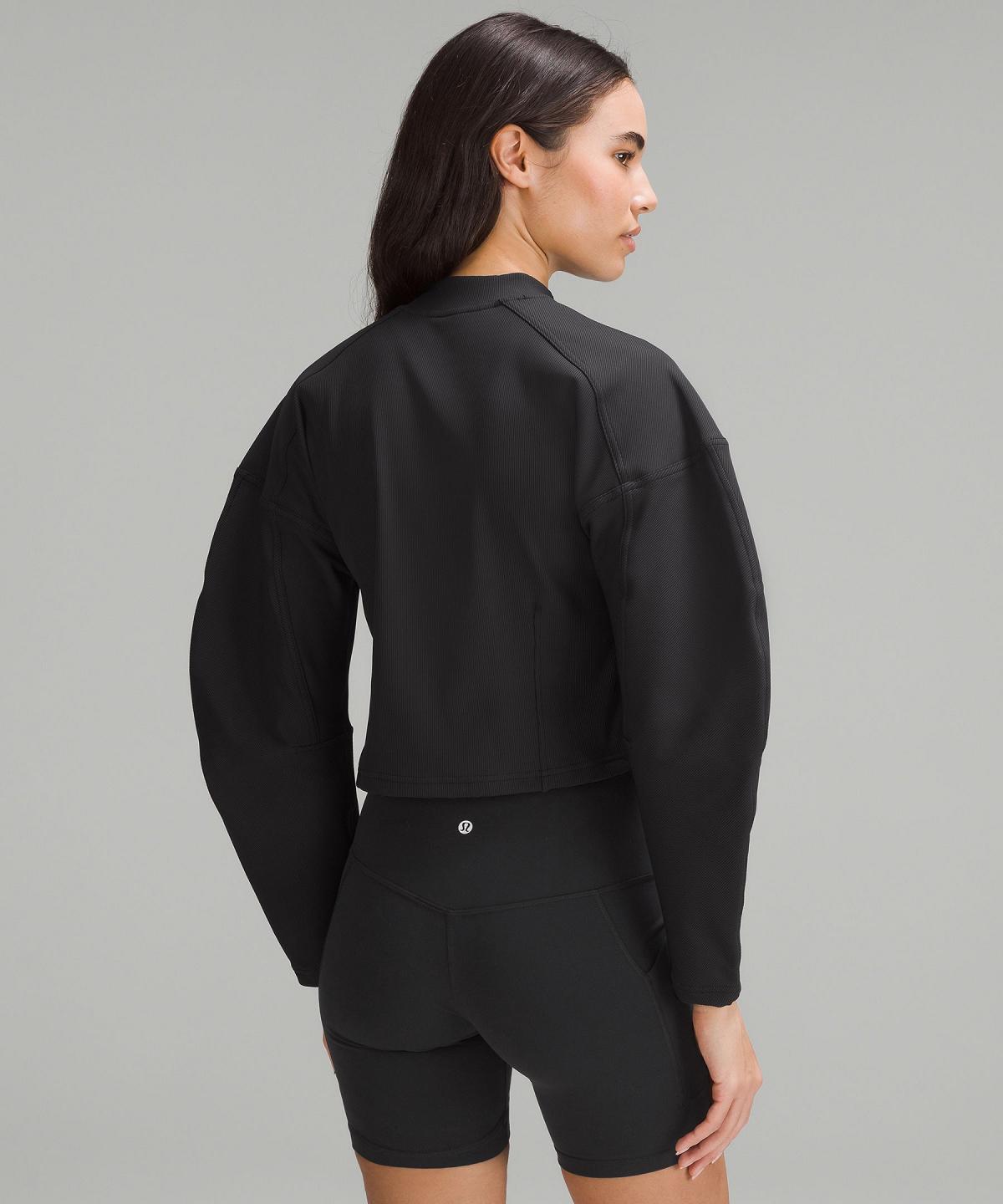 Lululemon Ribbed Luxtreme Wide-Sleeve Pullover Langermet Skjorte Dame Svarte | NO_LuLu30467