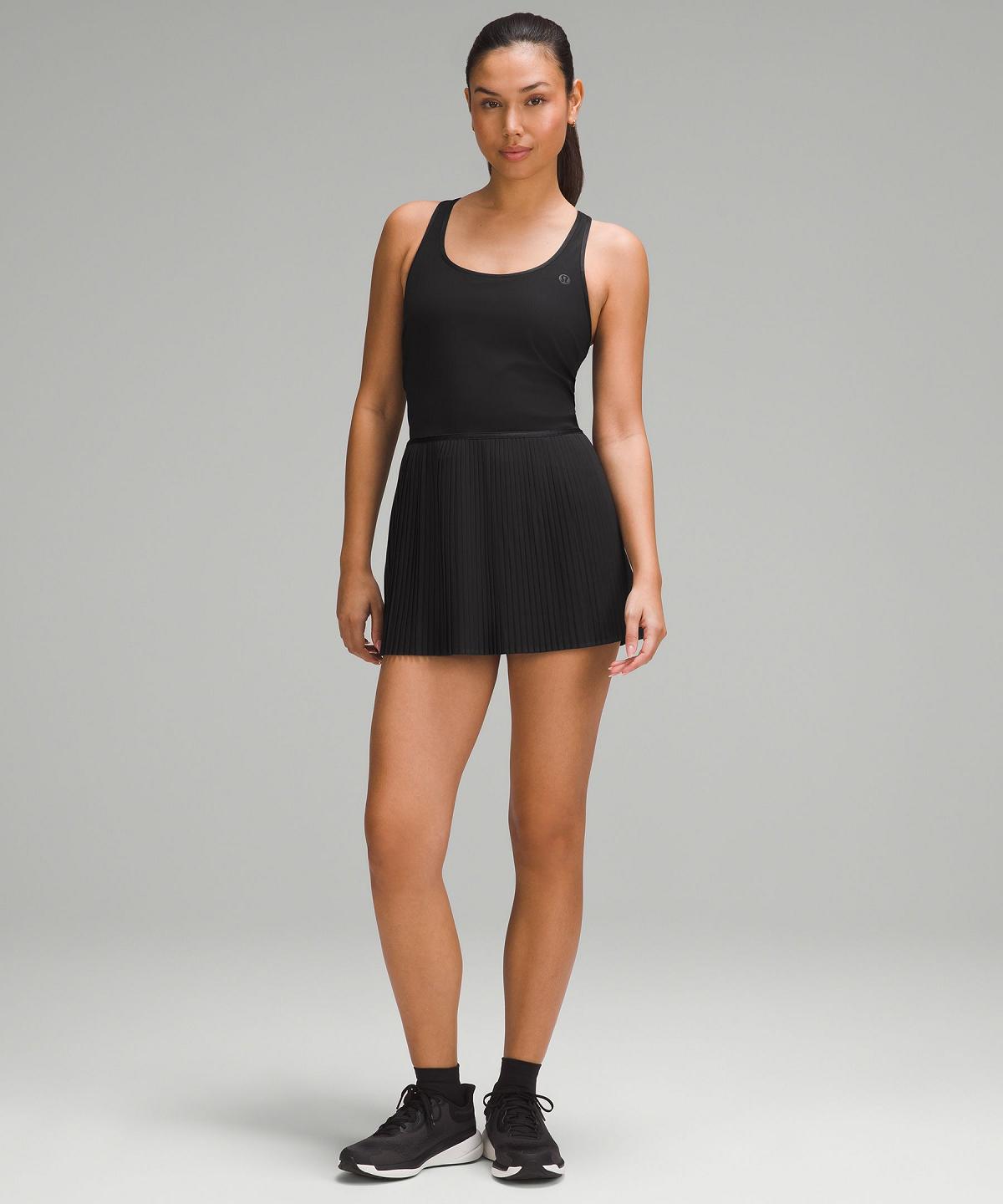 Lululemon Scoop-Neck Pleated Linerless Tennis Kjole Dame Svarte | NO_LuLu53436