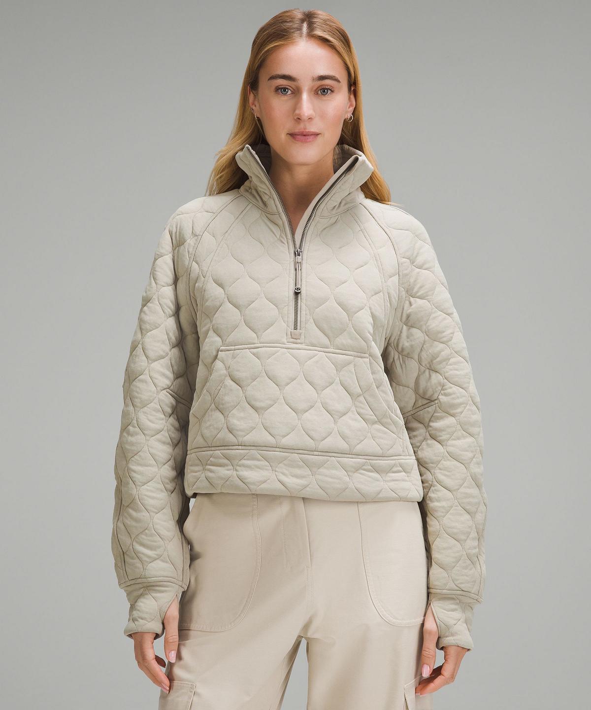 Lululemon Scuba Oversized Quilted Half Zip Gensere Og Gensere Dame Beige | NO_LuLu84870