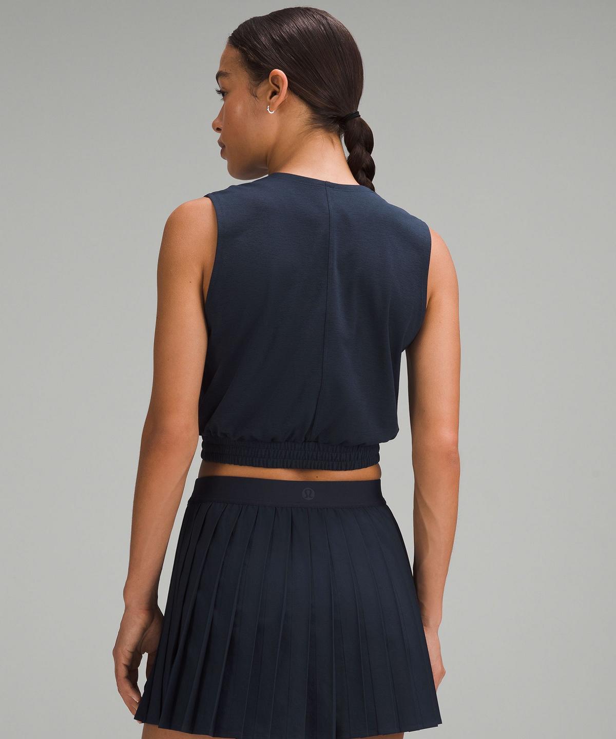 Lululemon Sleeveless Cropped Tennis Skjorte Dame Marineblå | NO_LuLu90490