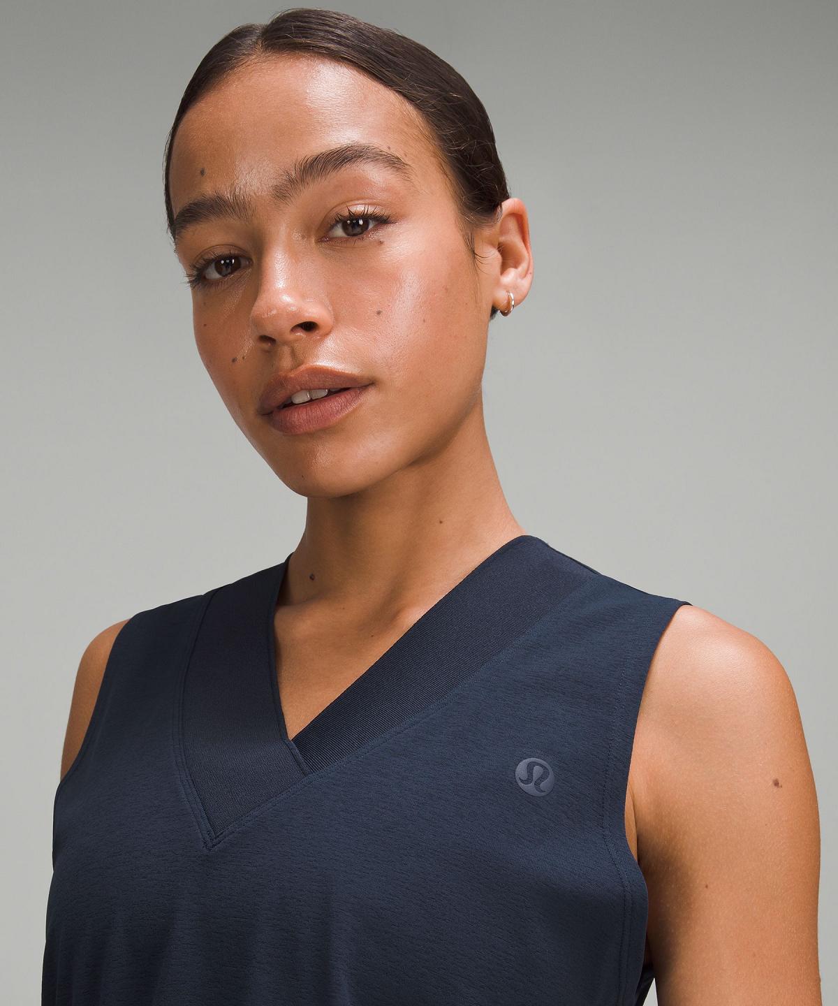 Lululemon Sleeveless Cropped Tennis Skjorte Dame Marineblå | NO_LuLu90490