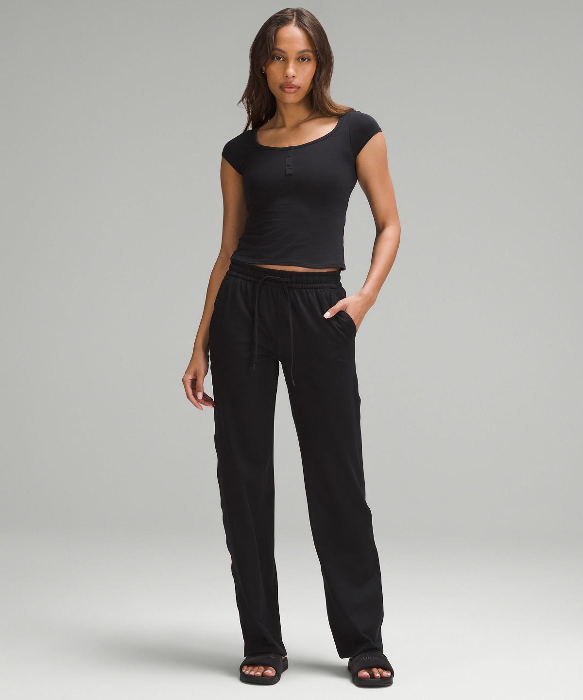 Lululemon Soft Jersey Straight-Leg Mid-Rise Bukse Dame Svarte | NO_LuLu48132