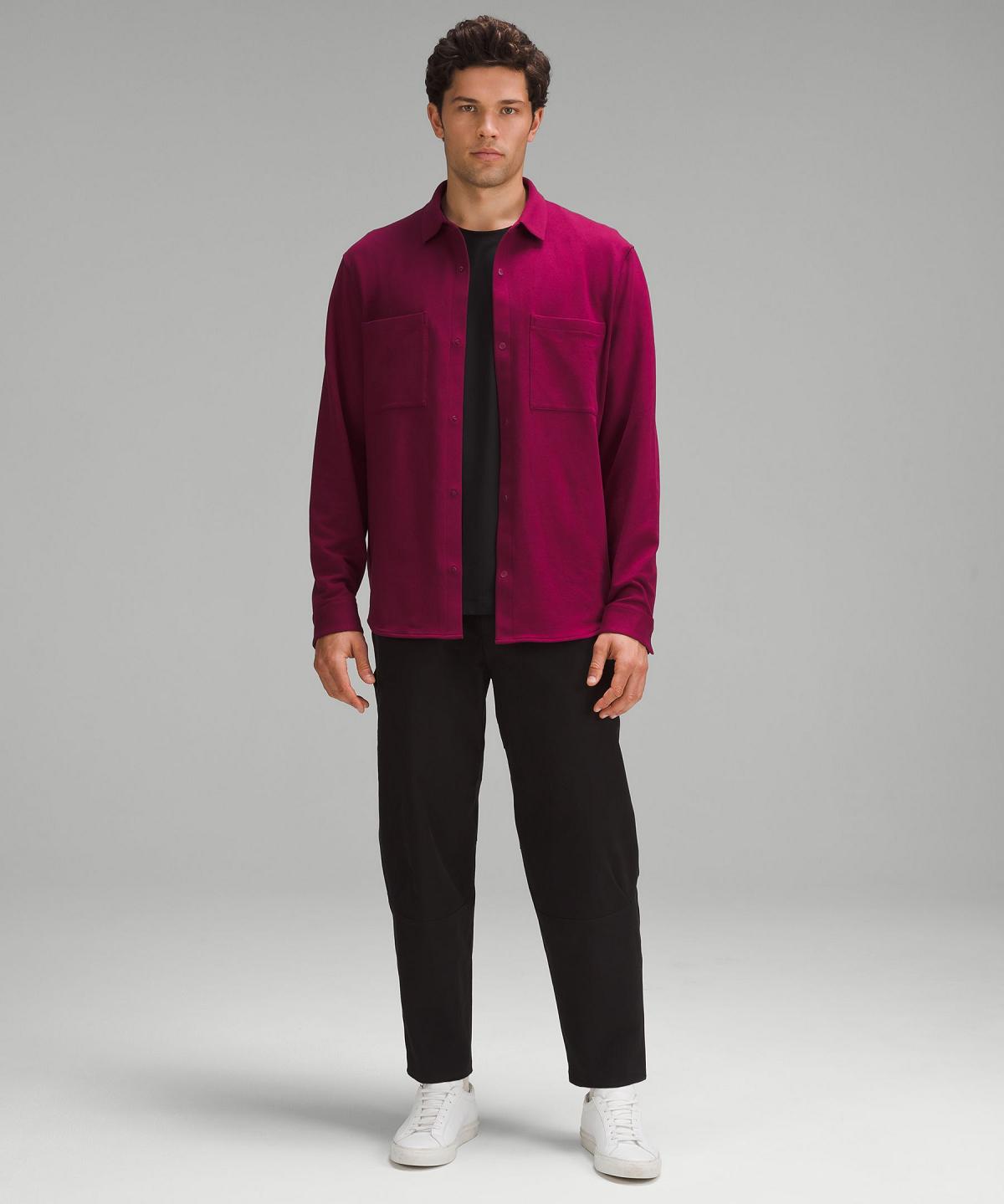 Lululemon Soft Knit Overshirt Skjorter Med Knapper Herre Rød | NO_LuLu91316