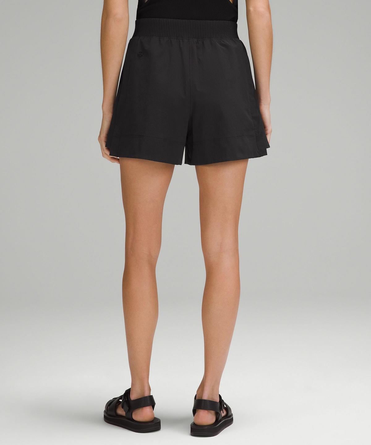 Lululemon Stretch Woven Relaxed-Fit High-Rise 4" Shorts Dame Svarte | NO_LuLu40261