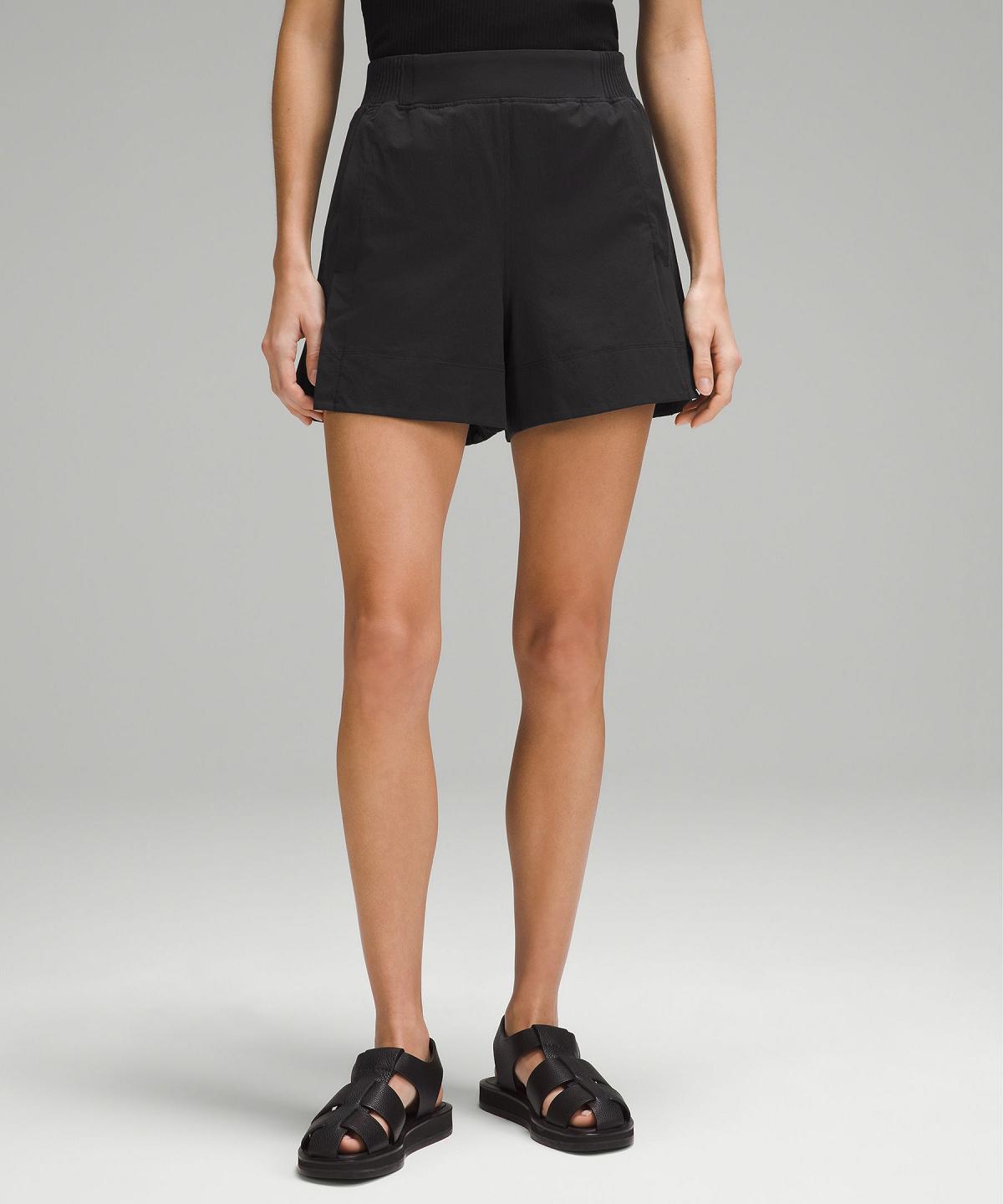 Lululemon Stretch Woven Relaxed-Fit High-Rise 4" Shorts Dame Svarte | NO_LuLu40261