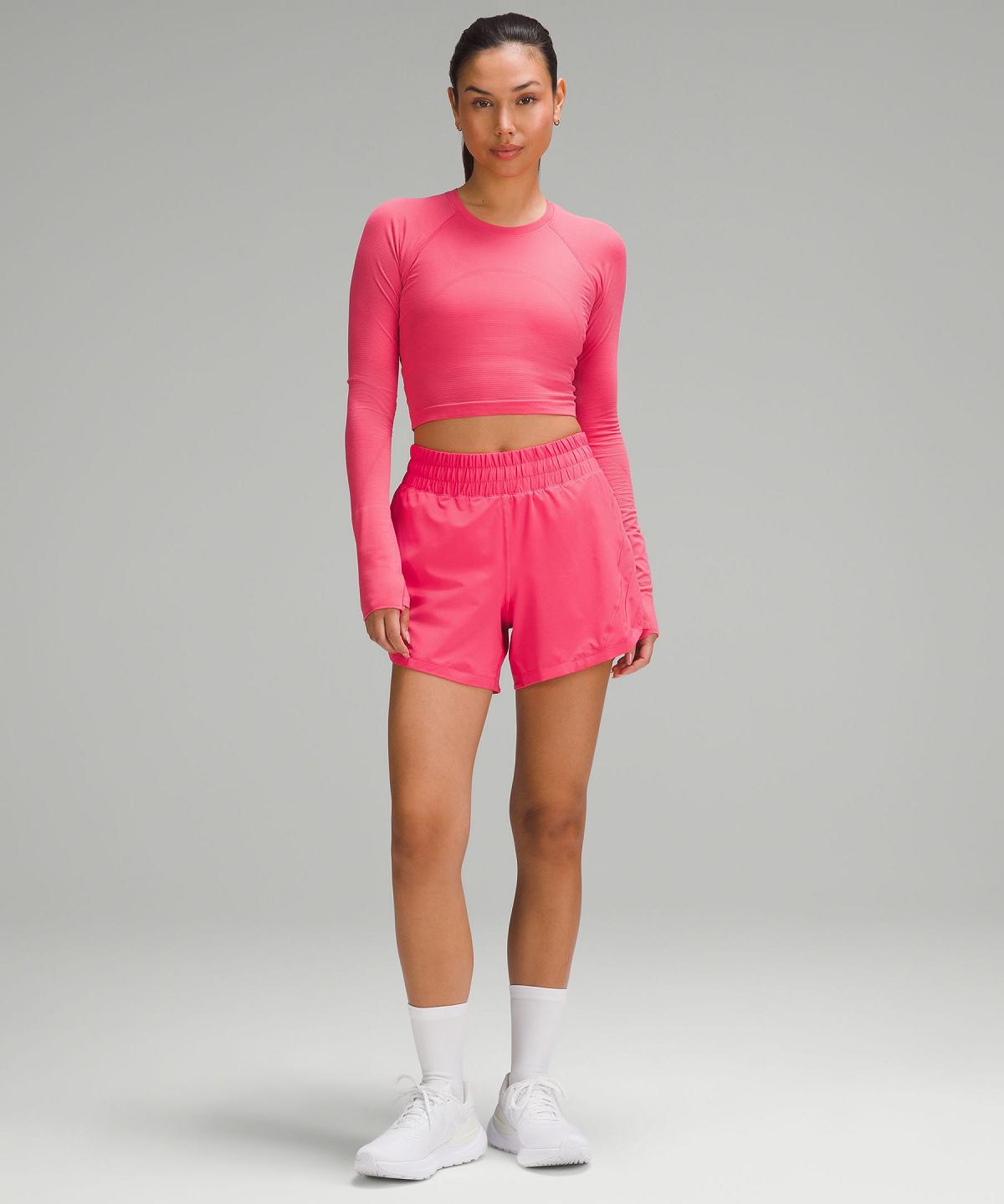 Lululemon Swiftly Tech Cropped 2.0 Langermet Skjorte Dame Rosa | NO_LuLu46446