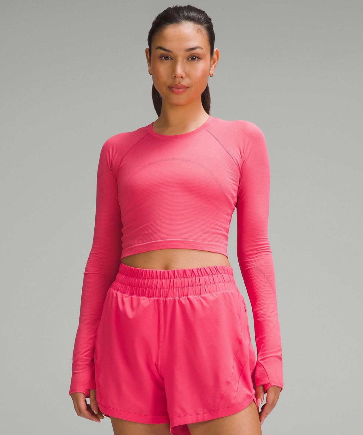 Lululemon Swiftly Tech Cropped 2.0 Langermet Skjorte Dame Rosa | NO_LuLu46446