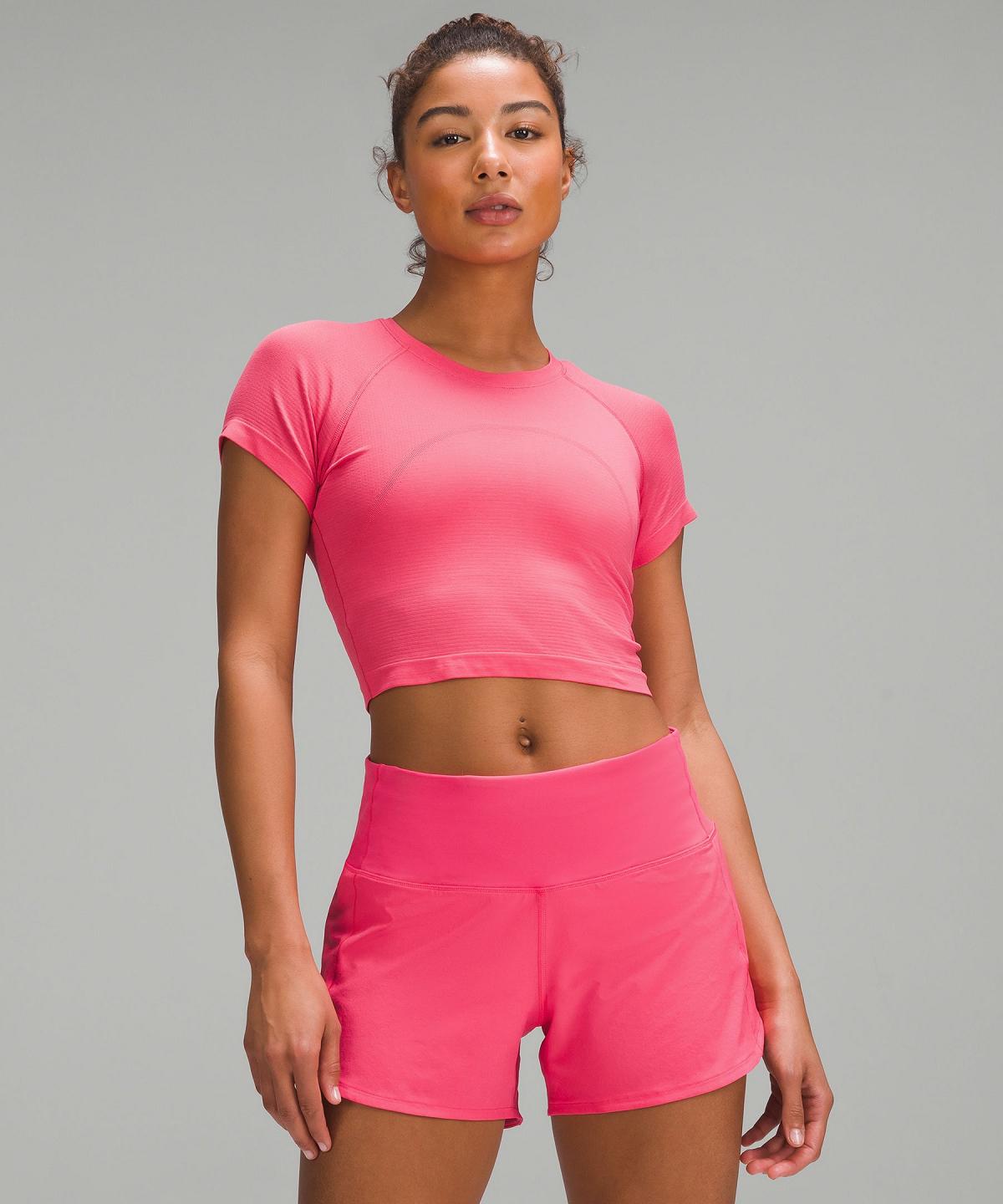 Lululemon Swiftly Tech Cropped Short-Sleeve 2.0 Skjorte Dame Rosa | NO_LuLu22098