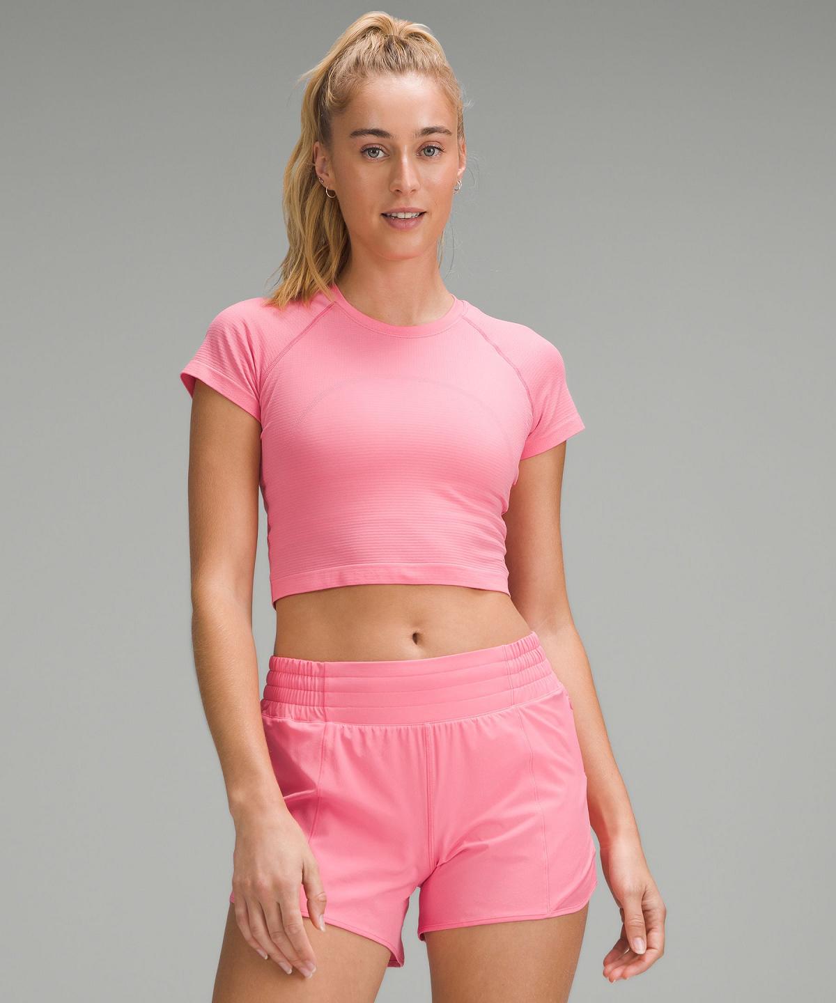 Lululemon Swiftly Tech Cropped Short-Sleeve 2.0 Skjorte Dame Rosa | NO_LuLu74429