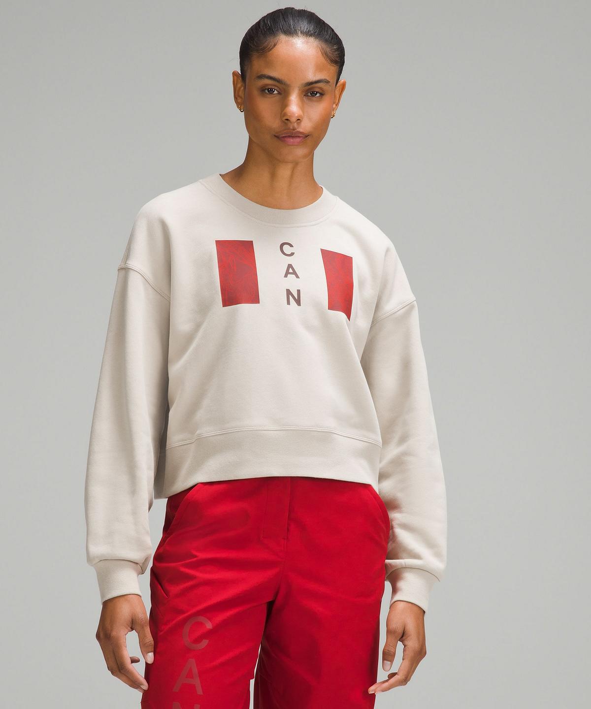 Lululemon Team Canada Perfectly Oversized Cropped Crew Gensere Og Gensere Dame Brune | NO_LuLu19376