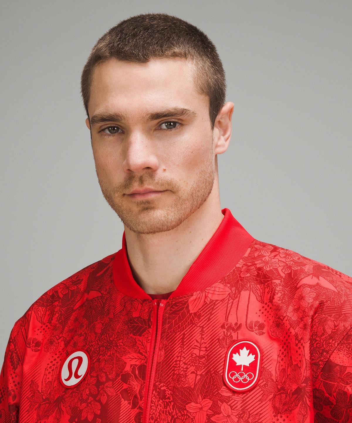 Lululemon Team Canada Vented Jacquard Bomber Jakker Og Jakker Herre Mørke Rød | NO_LuLu70656