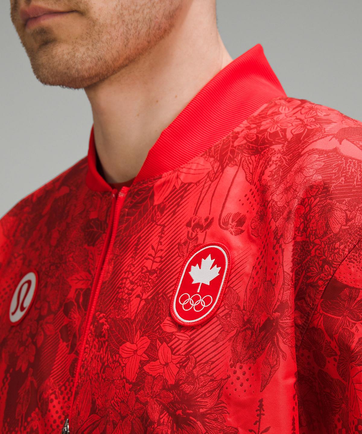 Lululemon Team Canada Vented Jacquard Bomber Jakker Og Jakker Herre Mørke Rød | NO_LuLu70656