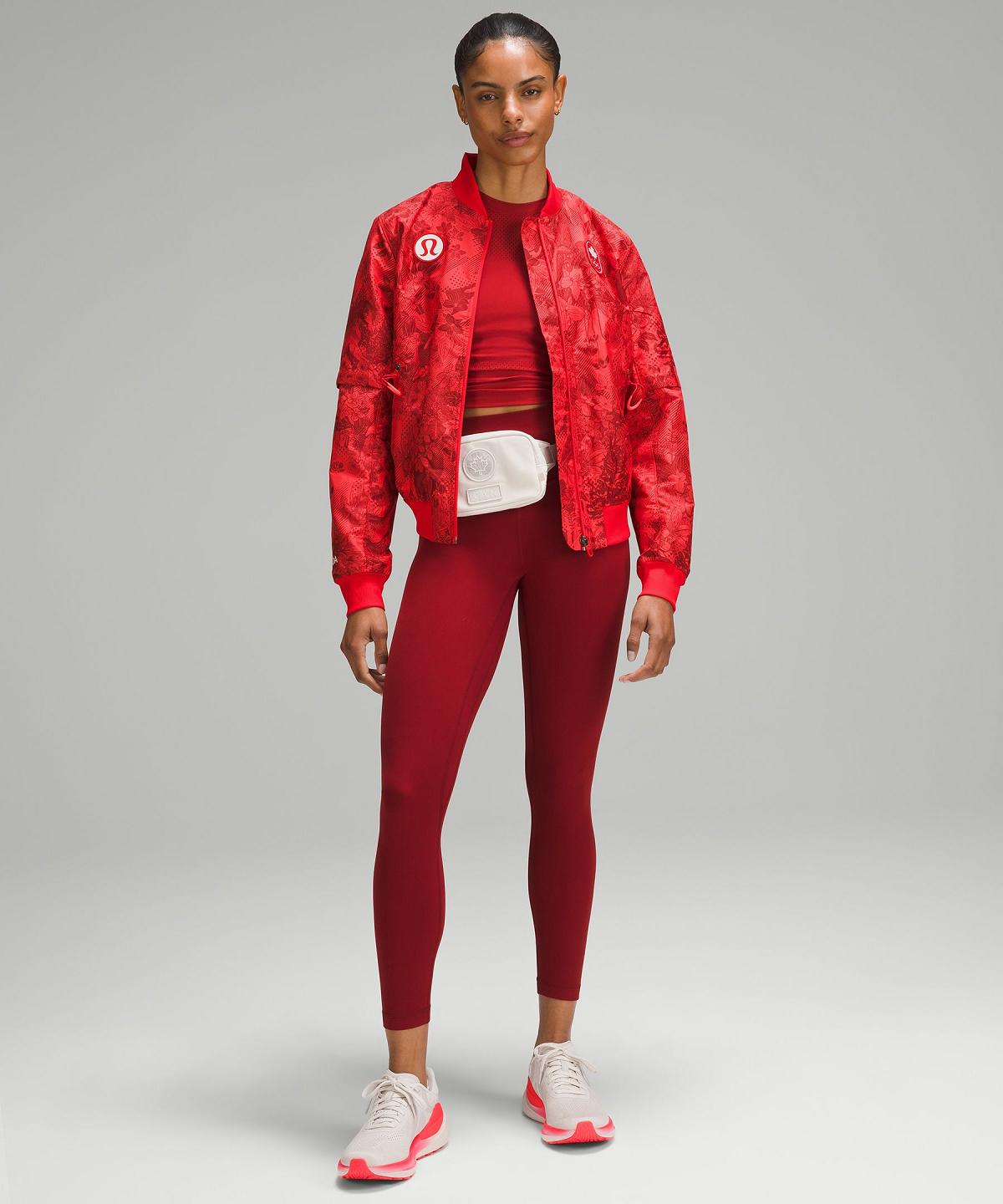 Lululemon Team Canada Women's Vented Jacquard Bomber Jakker Og Jakker Dame Mørke Rød | NO_LuLu54333