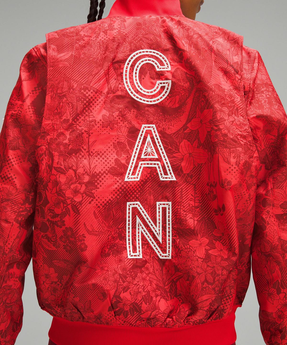 Lululemon Team Canada Women's Vented Jacquard Bomber Jakker Og Jakker Dame Mørke Rød | NO_LuLu54333