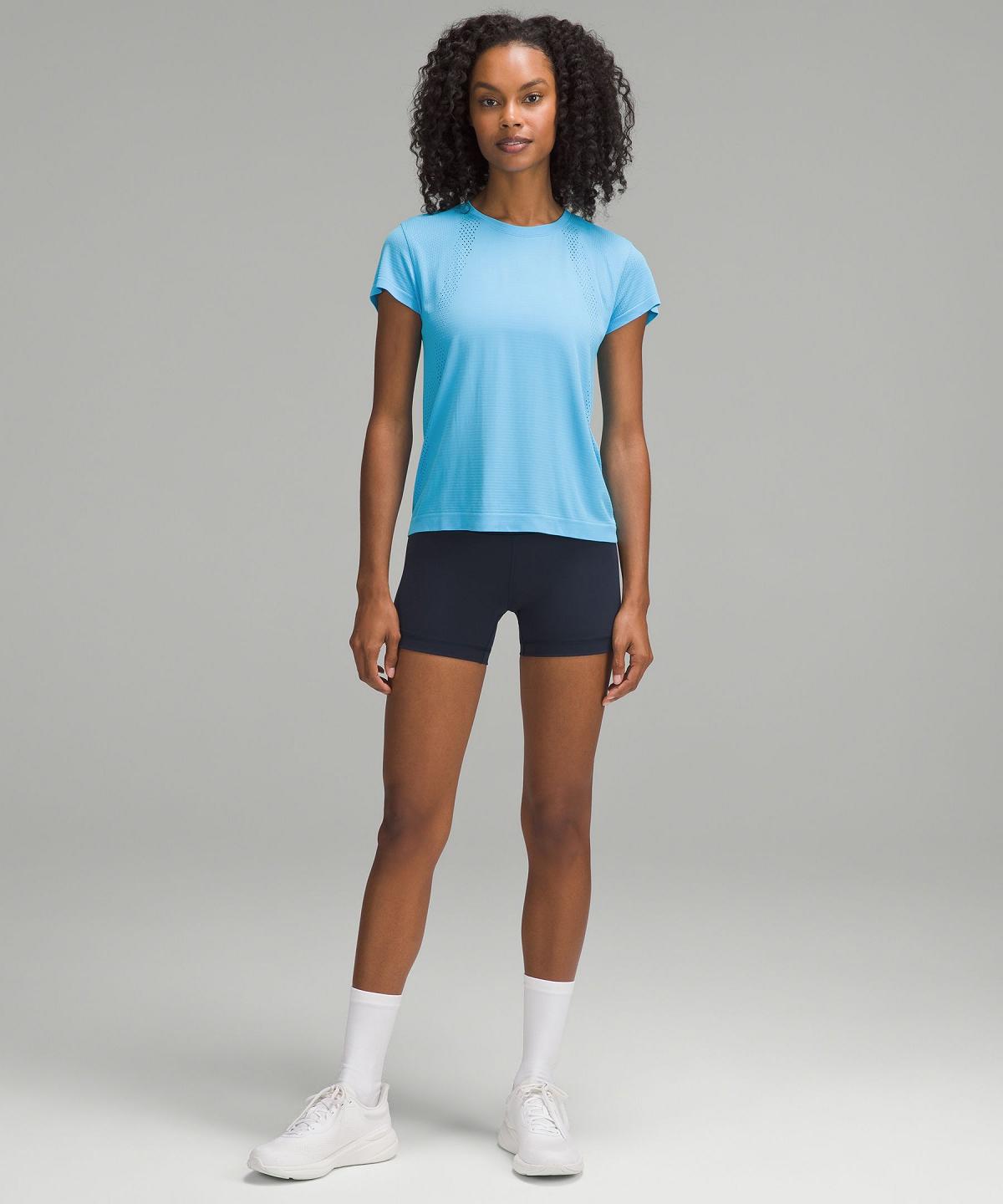 Lululemon Train to Be Short-Sleeve T-skjorte Dame Blå Lyse | NO_LuLu59925