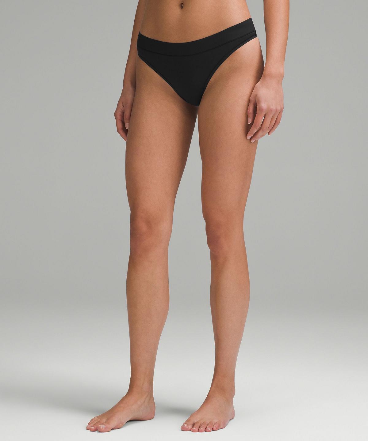 Lululemon UnderEase Mid-Rise Thong Undertøy Dame Hvite Svarte | NO_LuLu56466