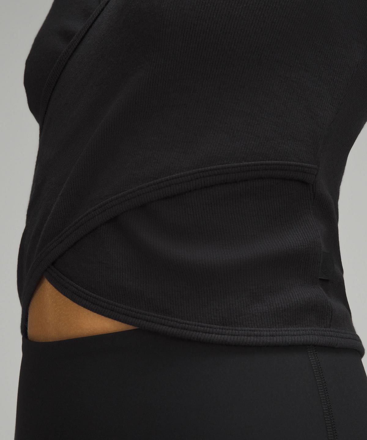 Lululemon Wrap-Front Ribbed Long-Sleeve Top Langermet Skjorte Dame Svarte | NO_LuLu56344