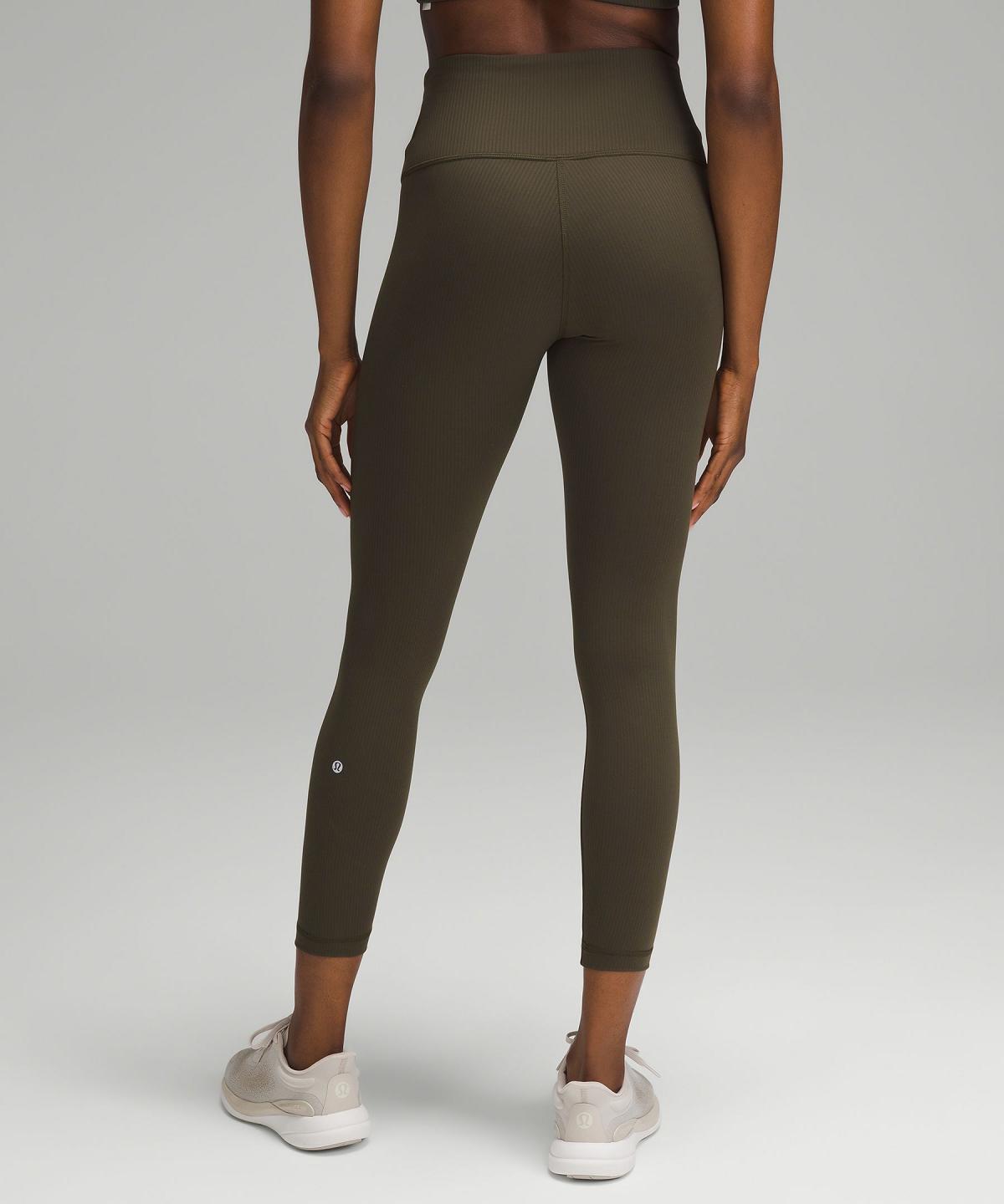 Lululemon Wunder Train High-Rise Ribbed Tight 25" Leggings Dame Mørke Olivengrønne | NO_LuLu52130