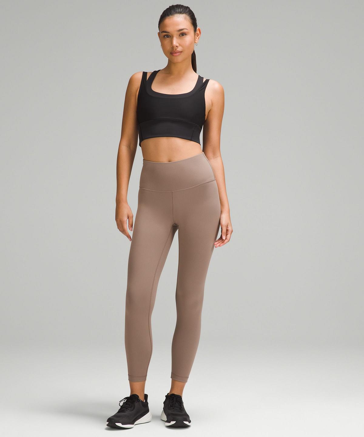 Lululemon Wunder Train High-Rise Ribbed Tight 25" Leggings Dame Brune | NO_LuLu21147