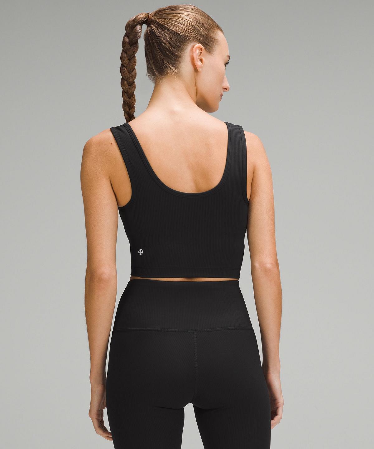 Lululemon Wunder Train Scoop-Neck Ribbed Skjorte Dame Svarte | NO_LuLu46481