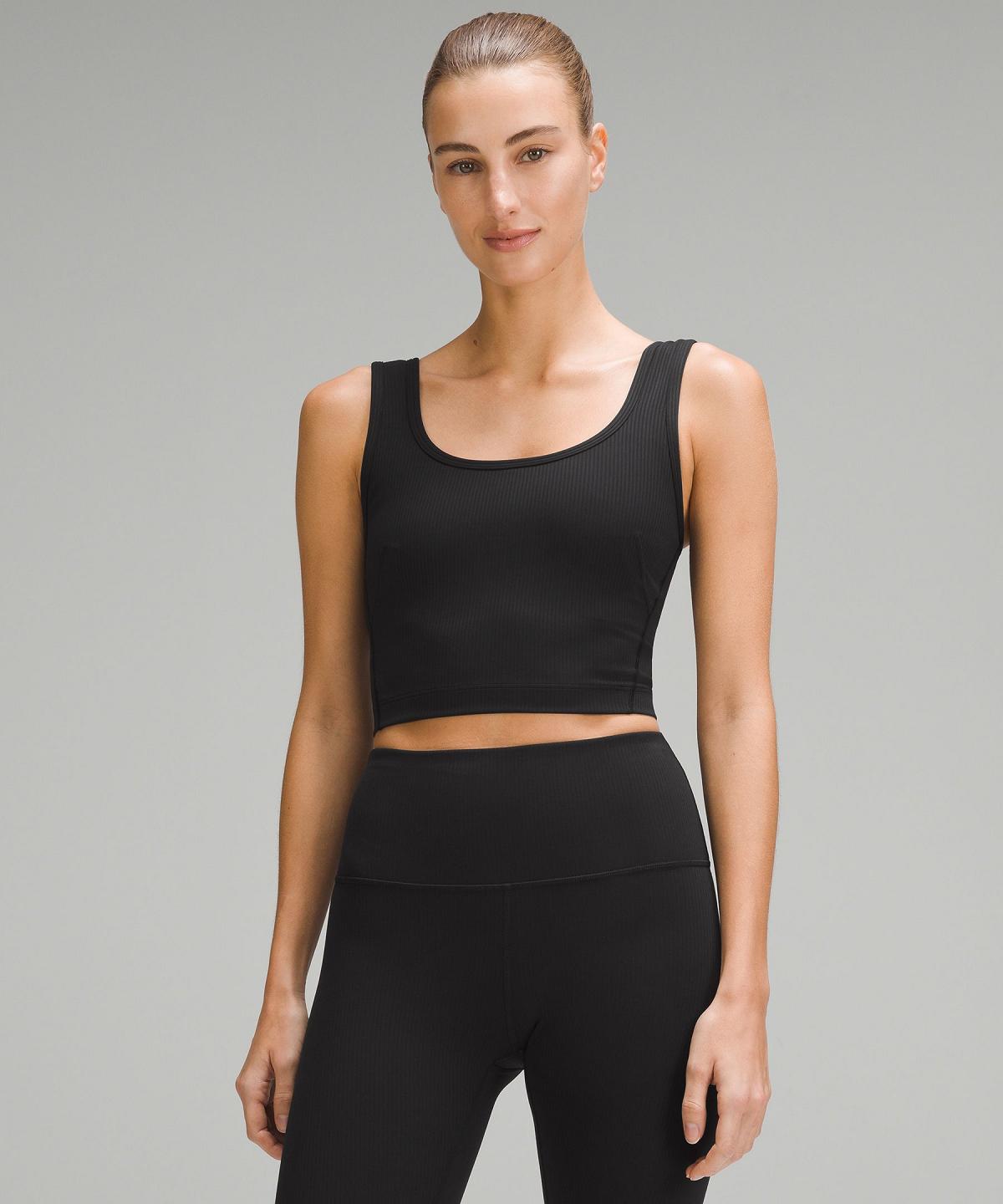 Lululemon Wunder Train Scoop-Neck Ribbed Skjorte Dame Svarte | NO_LuLu46481