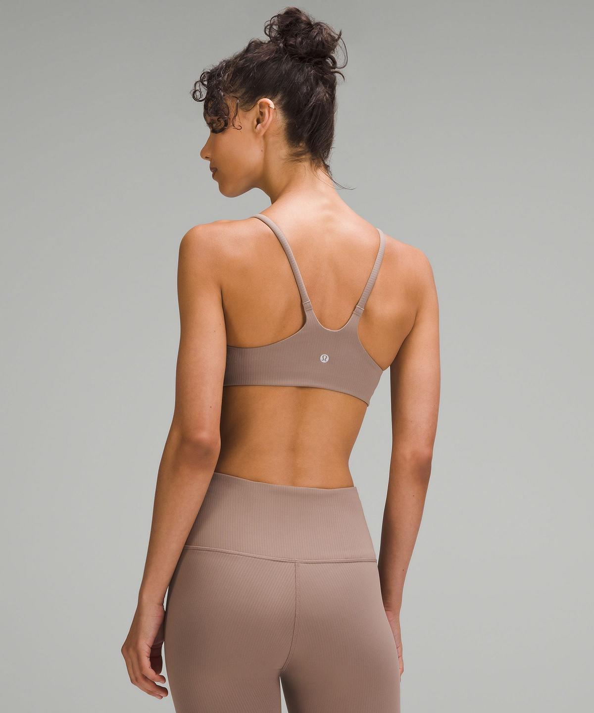 Lululemon Wunder Train Strappy Racer Ribbed Sports BH Dame Brune | NO_LuLu65374