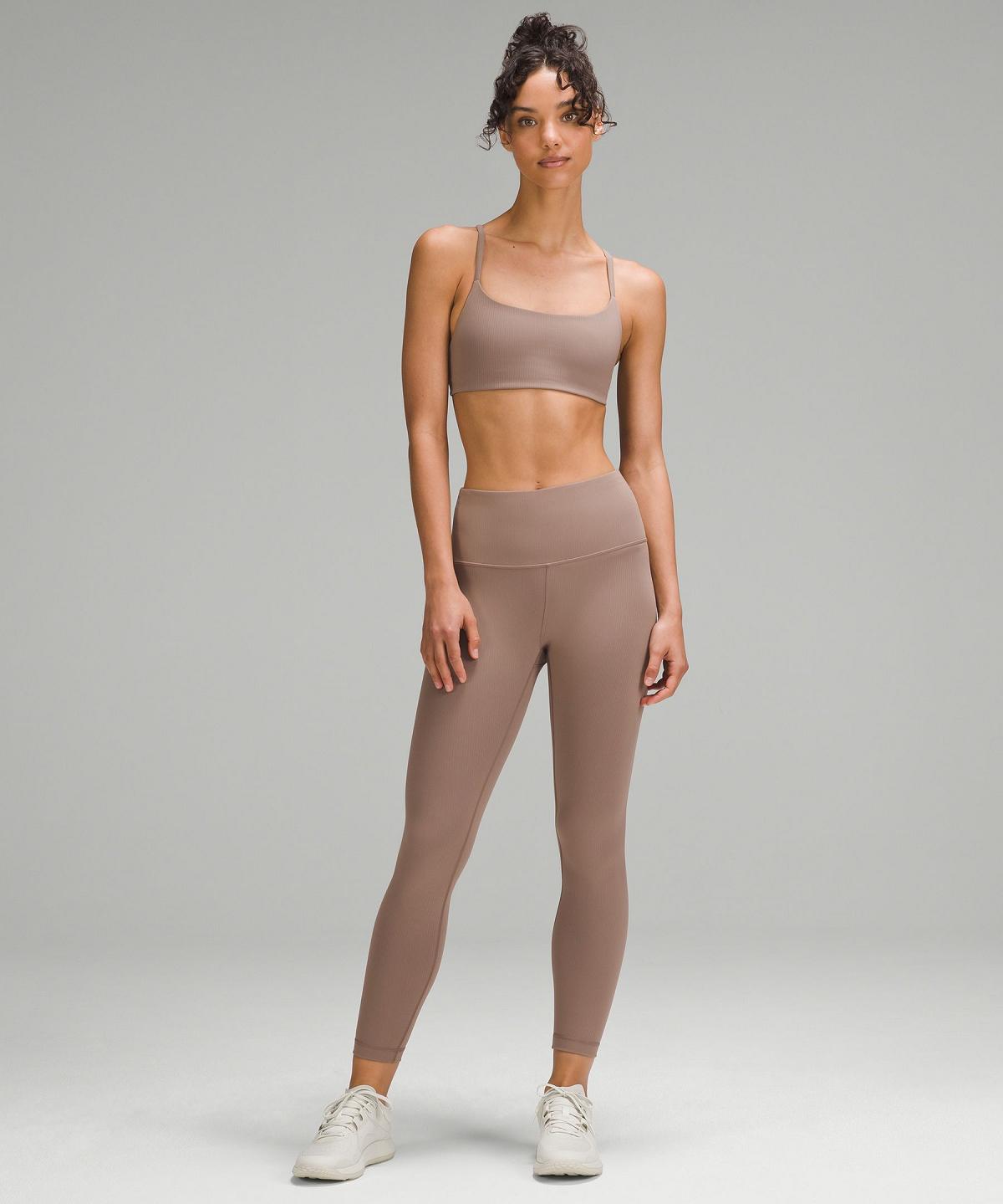 Lululemon Wunder Train Strappy Racer Ribbed Sports BH Dame Brune | NO_LuLu65374