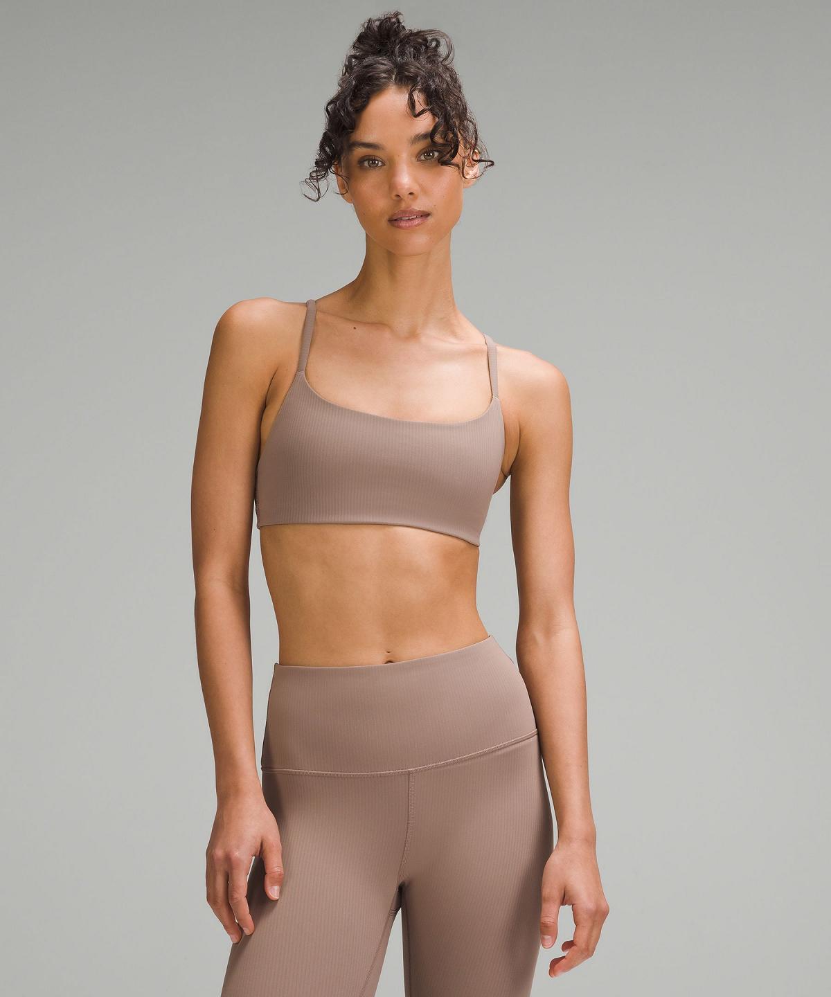 Lululemon Wunder Train Strappy Racer Ribbed Sports BH Dame Brune | NO_LuLu65374