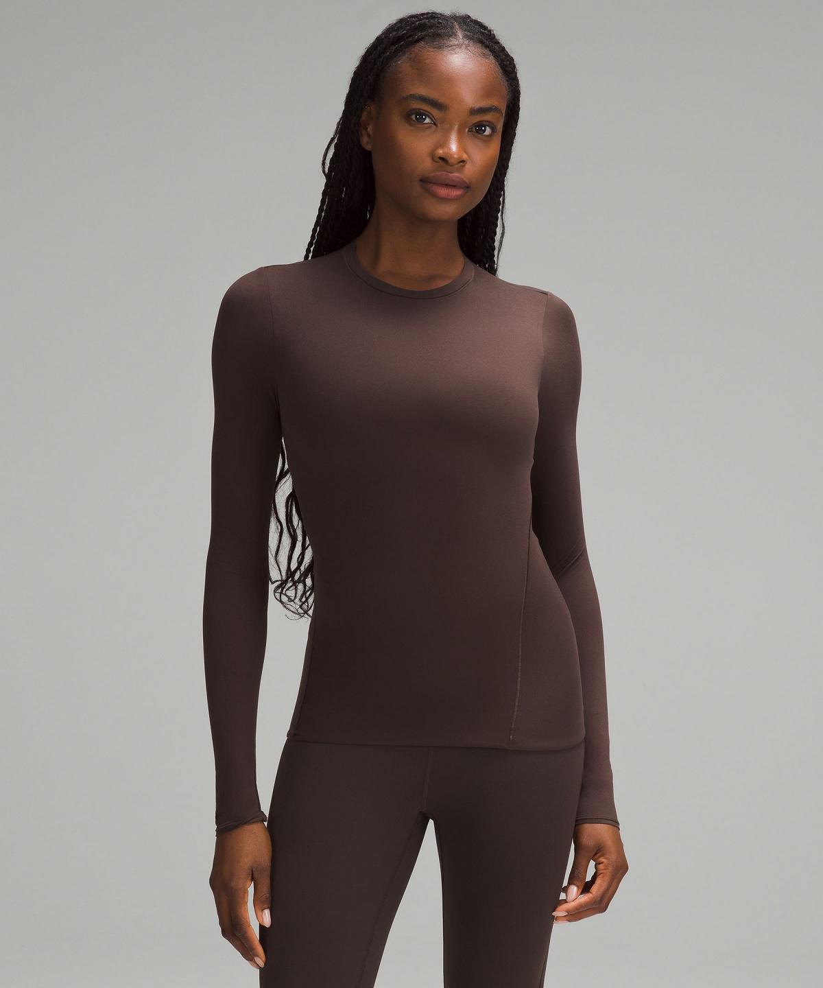 Lululemon Wundermost Ultra-Soft Nulu Crewneck Long-Sleeve Skjorte Dame Kaffe | NO_LuLu43645