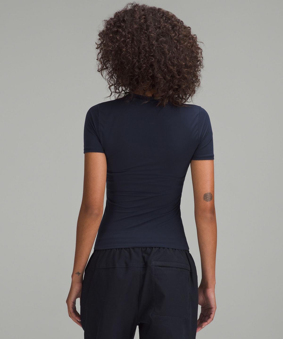 Lululemon Wundermost Ultra-Soft Nulu Hip-Length Crew Short-Sleeve Skjorte Dame Marineblå | NO_LuLu55763