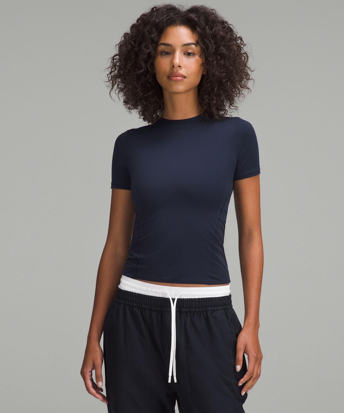 Lululemon Wundermost Ultra-Soft Nulu Hip-Length Crew Short-Sleeve Skjorte Dame Marineblå | NO_LuLu55763