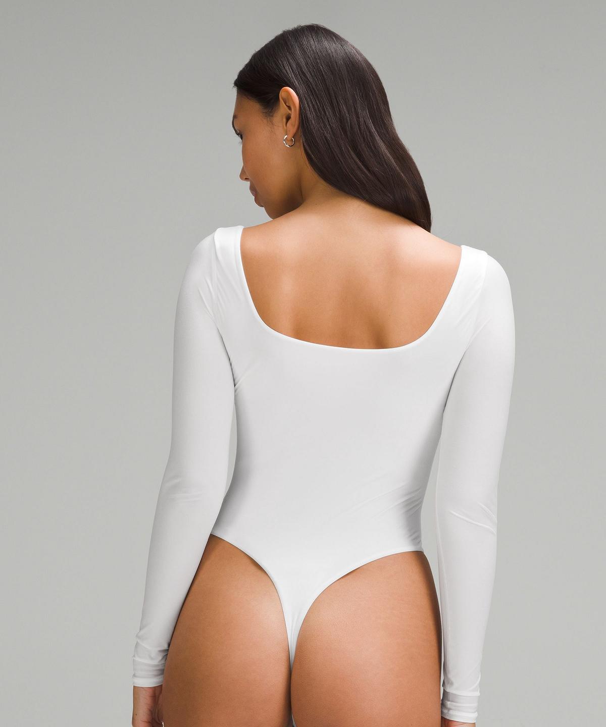 Lululemon Wundermost Ultra-Soft Nulu Square-Neck Long-Sleeve Body Dame Hvite | NO_LuLu79428